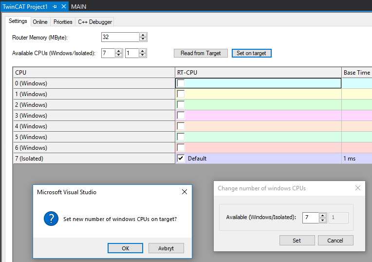 Isolate core in TwinCAT