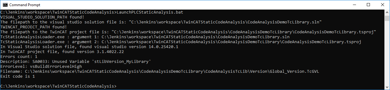 Launch PLC analysis from command prompt