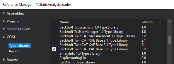 Reference TwinCAT automation interface