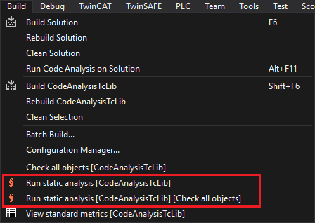Static code analysis build